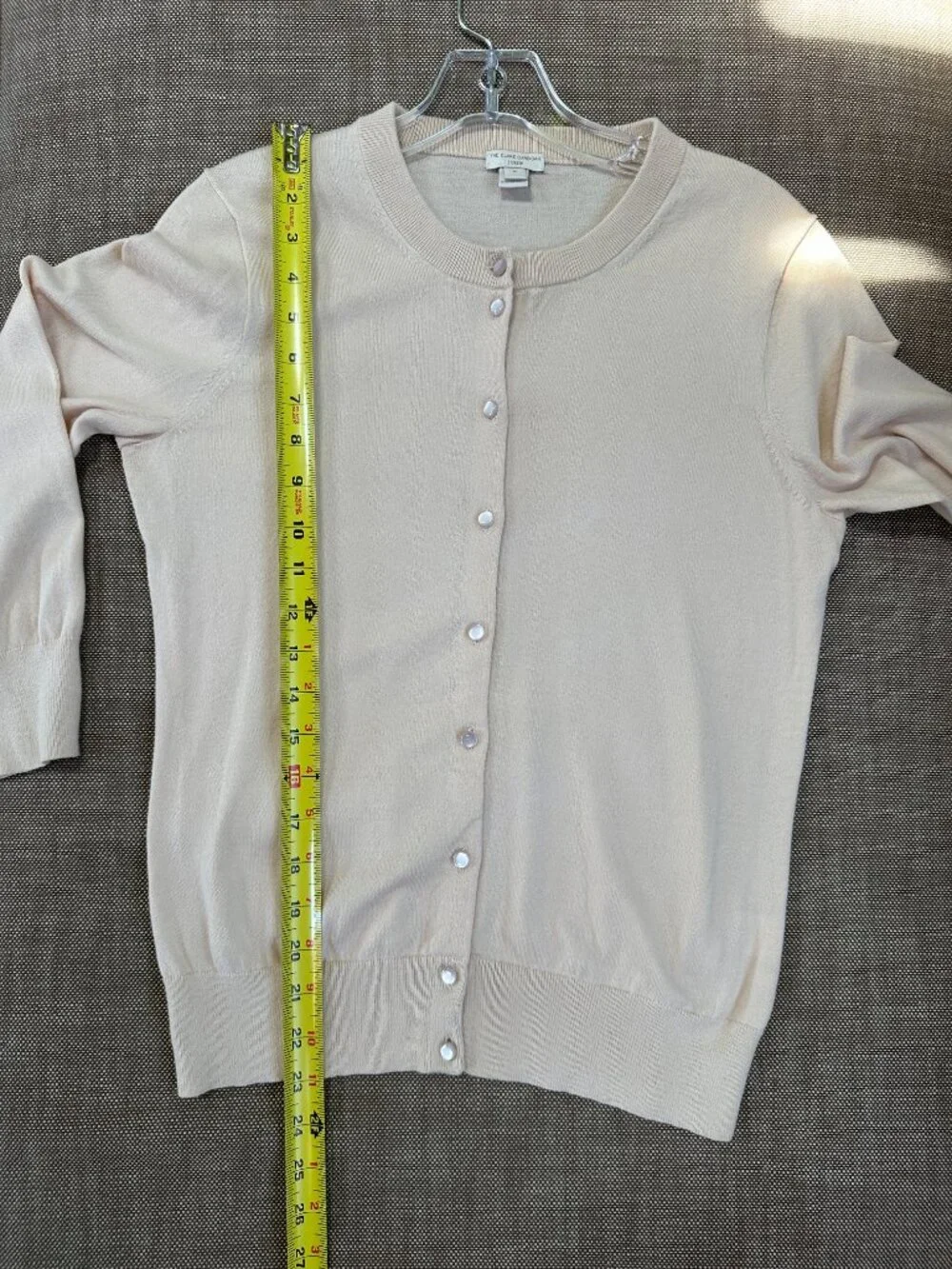 J.Crew Clare Cardigan Champagne Beige Ecru 100% Cotton Button Down Crew Size M